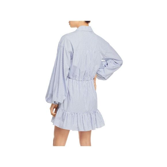 CINQ A SEPT Womens White Belted Button Front Balloon Sleeve Short Shirt Dress 12 - Picture 2 of 3